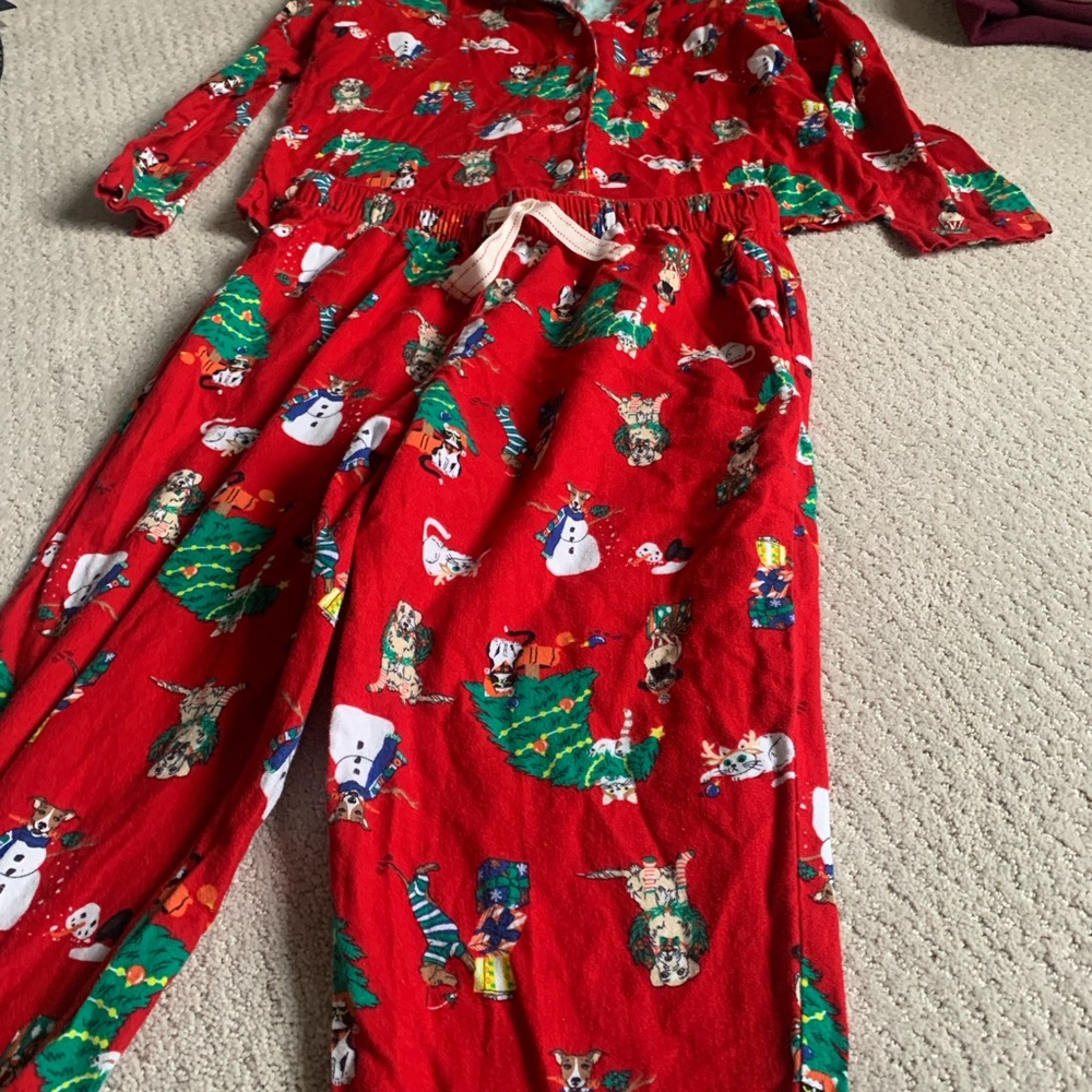Old Navy Red Pajama Set with Festive Print